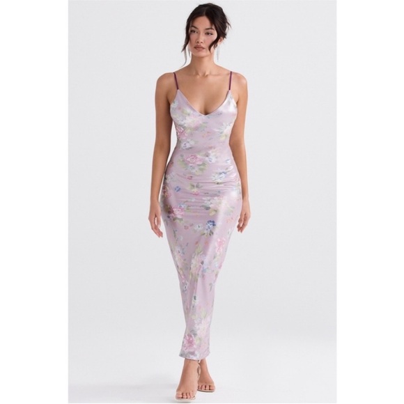 NEW House of CB Aria Floral Maxi Dress Mauve Large+ (XL) - Picture 7 of 17